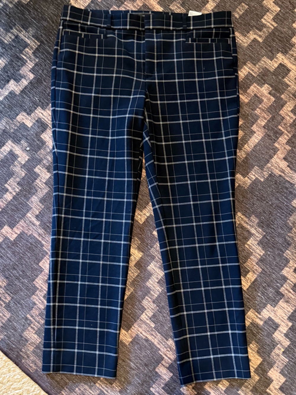 Banana Republic Navy Windowpane Plaid - Sloan Cut Dress Pants